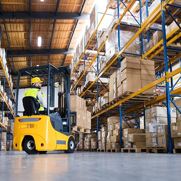 forklift working in warehouse